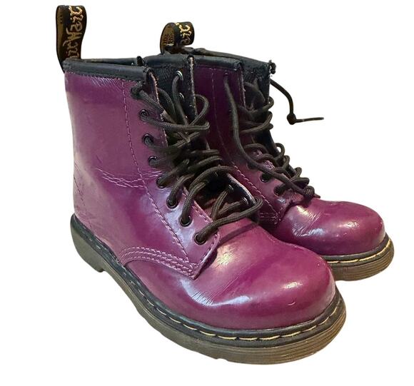 Dr. Martens Other - Dr. Martens Toddler Brooklee 1460 Purple Patent Leather Boots Side Zip Size 10